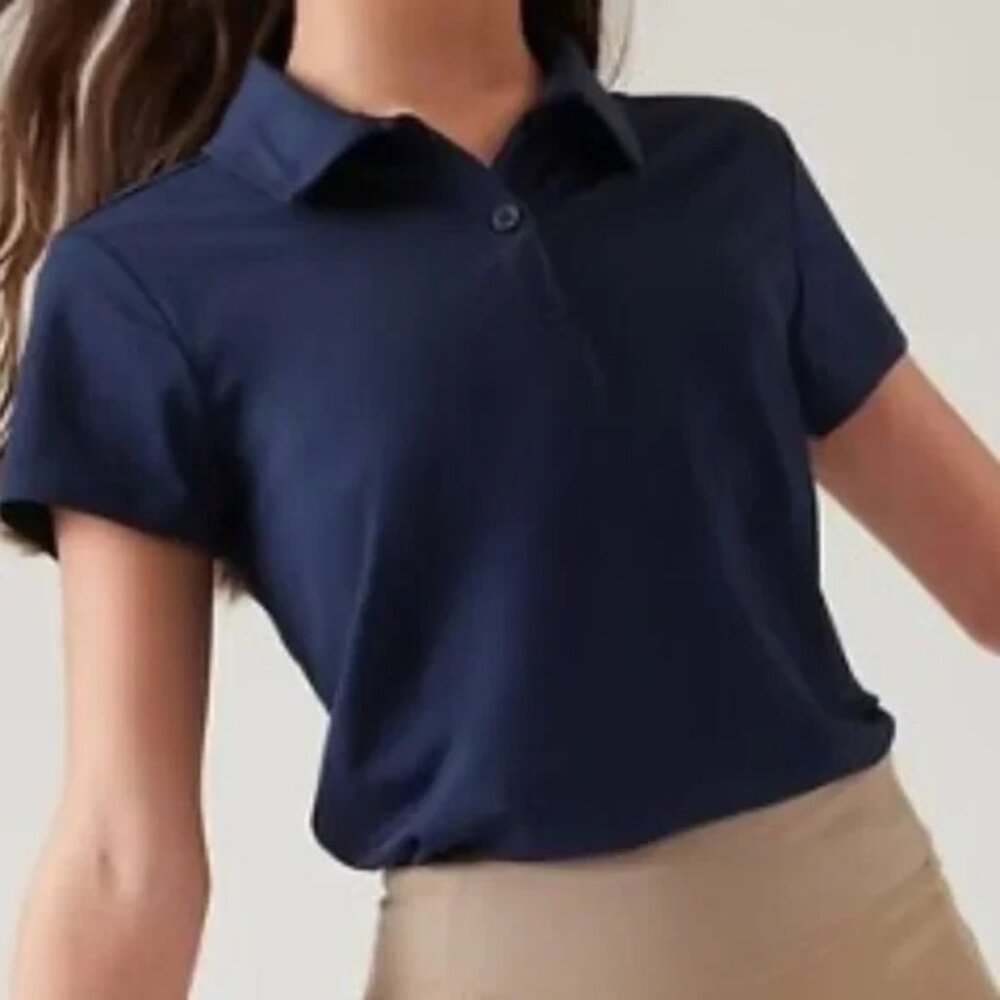 New Athleta Girl School Day Polo Size S/7 Navy Blue Small